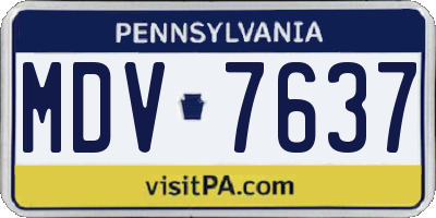 PA license plate MDV7637