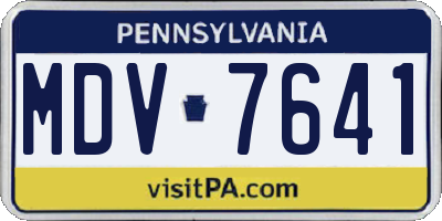 PA license plate MDV7641