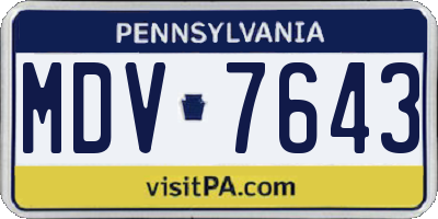 PA license plate MDV7643