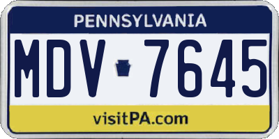 PA license plate MDV7645