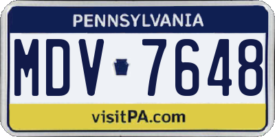 PA license plate MDV7648