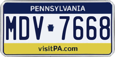 PA license plate MDV7668