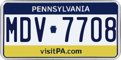 PA license plate MDV7708