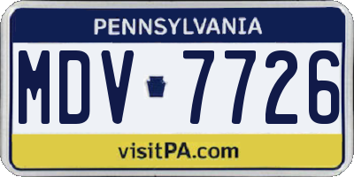 PA license plate MDV7726