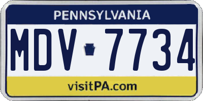 PA license plate MDV7734