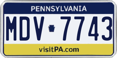 PA license plate MDV7743