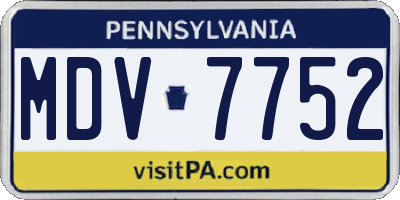 PA license plate MDV7752