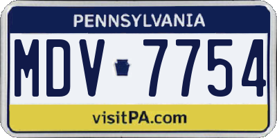 PA license plate MDV7754