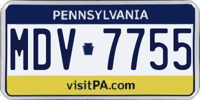 PA license plate MDV7755