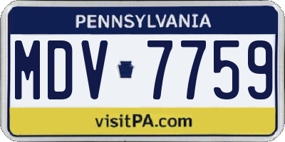 PA license plate MDV7759