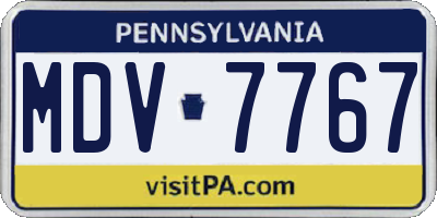 PA license plate MDV7767