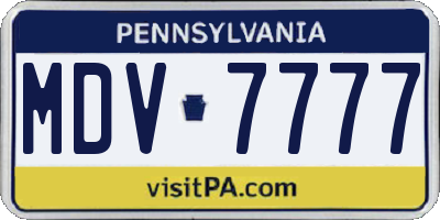 PA license plate MDV7777