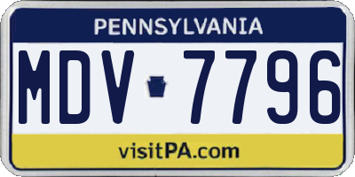PA license plate MDV7796