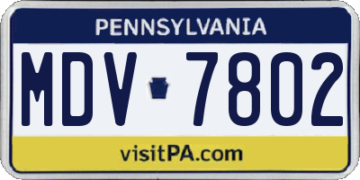 PA license plate MDV7802