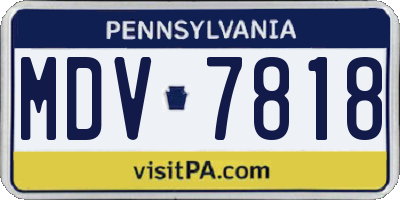 PA license plate MDV7818