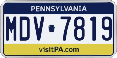 PA license plate MDV7819