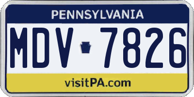 PA license plate MDV7826