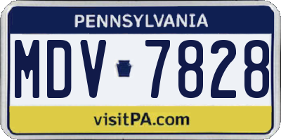 PA license plate MDV7828