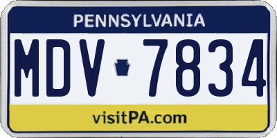 PA license plate MDV7834