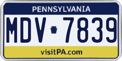 PA license plate MDV7839