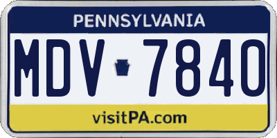 PA license plate MDV7840