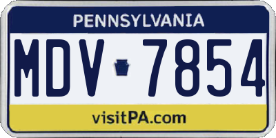 PA license plate MDV7854