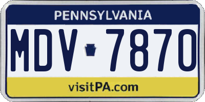 PA license plate MDV7870