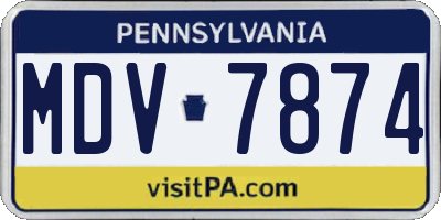 PA license plate MDV7874