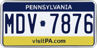PA license plate MDV7876