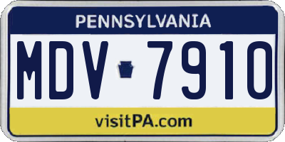 PA license plate MDV7910