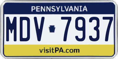 PA license plate MDV7937