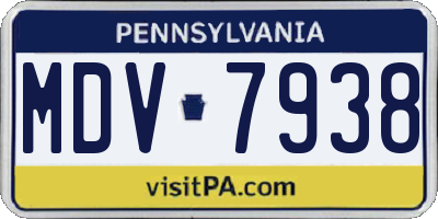 PA license plate MDV7938