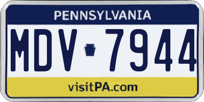 PA license plate MDV7944