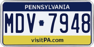PA license plate MDV7948