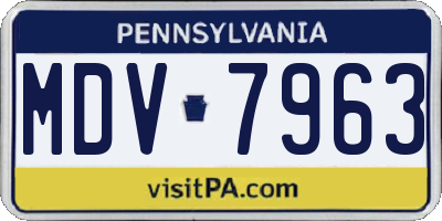 PA license plate MDV7963