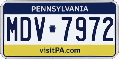 PA license plate MDV7972