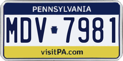 PA license plate MDV7981