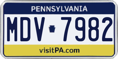PA license plate MDV7982