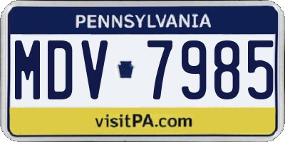 PA license plate MDV7985