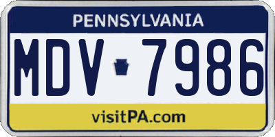 PA license plate MDV7986