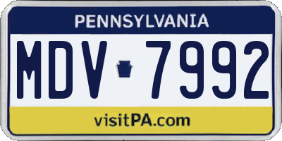 PA license plate MDV7992