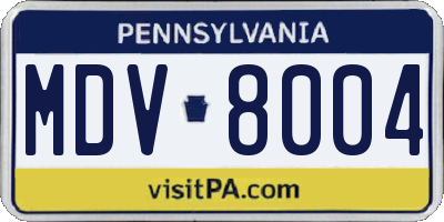 PA license plate MDV8004