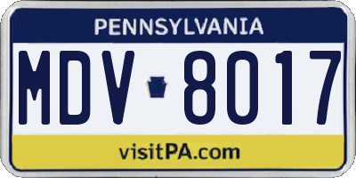 PA license plate MDV8017
