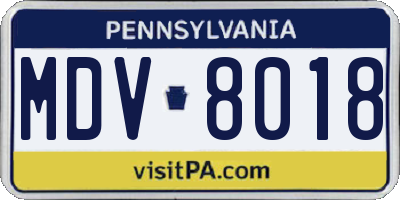 PA license plate MDV8018