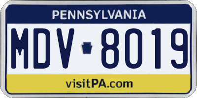 PA license plate MDV8019
