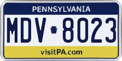 PA license plate MDV8023