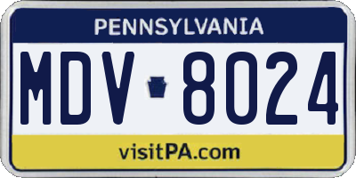 PA license plate MDV8024
