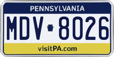 PA license plate MDV8026