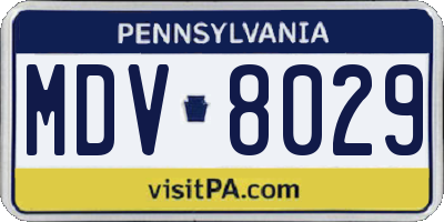 PA license plate MDV8029