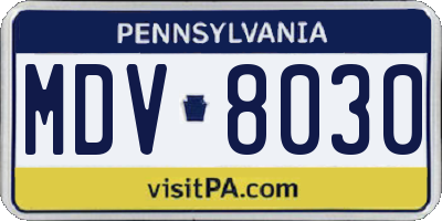 PA license plate MDV8030